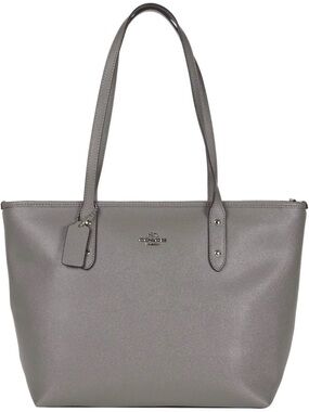 Coach Silver-Gray Leather Tote